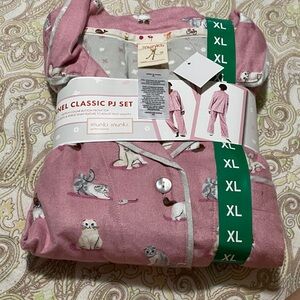 Munki Munki Pink Flannel Women Pajama Set